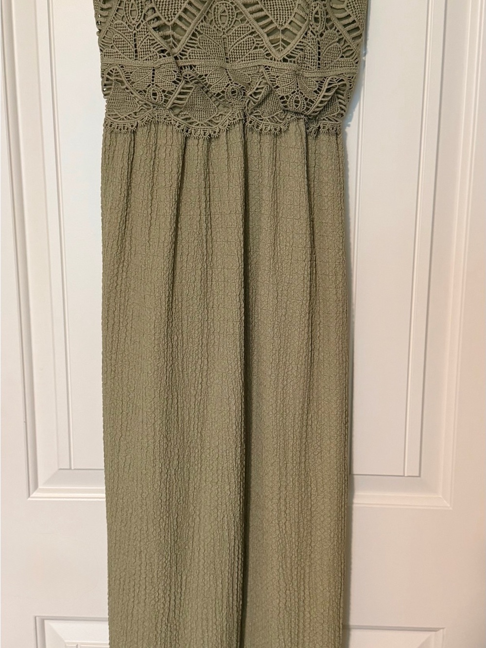 Derek Heart Olive Green Maxi Dress with Crochet Bodice